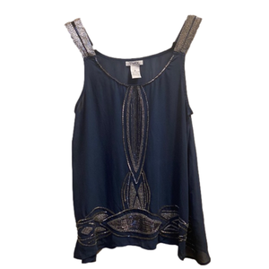 Pinky Medium Sequin Beaded Sheer Tank Top